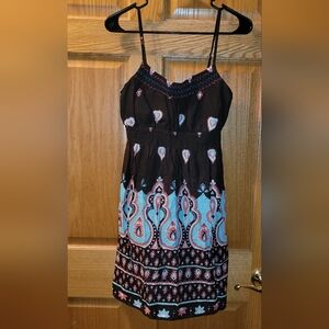 NWOT No Boundaries Brown and Blue Womens SunDress Large